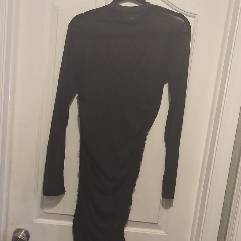 Sexy Mesh Black Long Sleeve Dress